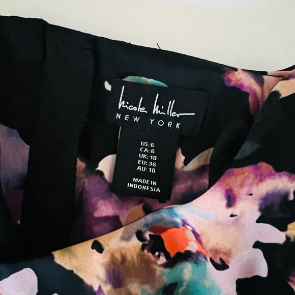 Nicole Miller Floral Multicolored Ruffle Sleeve Dress Size 6 - Picture 3 of 7